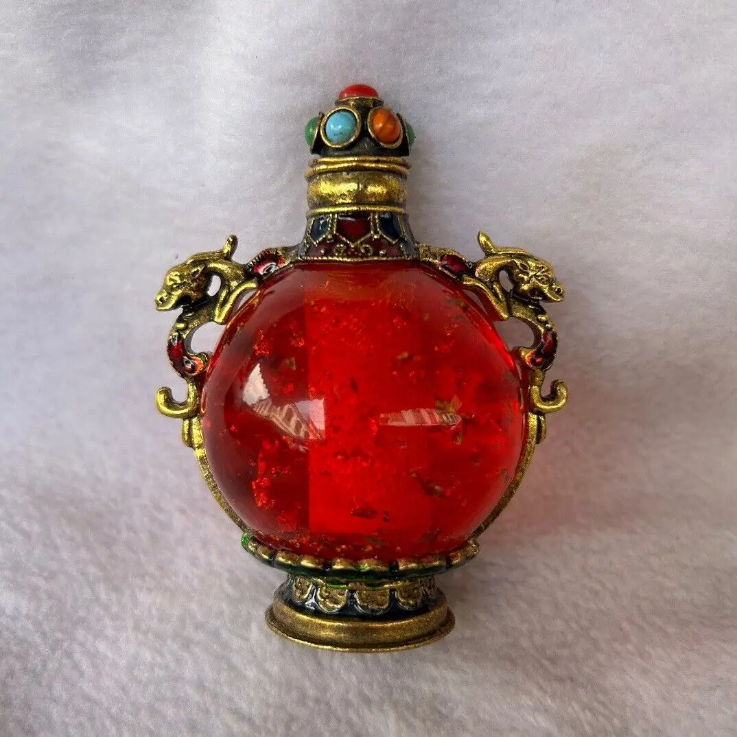Rare China Antique Agate Jade Snuff Bottle Classical Ornament Collection