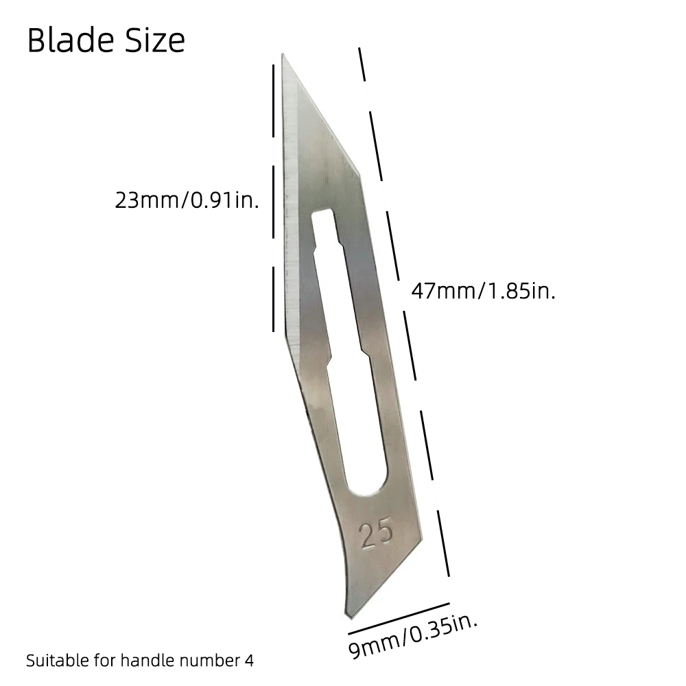 ใบมีด NO.25สำหรับการผ่าตัด1ด้ามใบมีดคม10ใบใช้สำหรับซ่อมโทรศัพท์มือถือการประยุกต์ใช้ฟิล์มรถยนต์การแกะสลักแบบ DIY