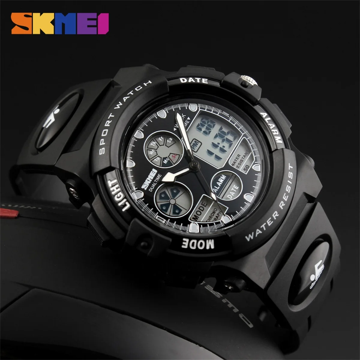SKMEI Creative Dual Time Display Sports Kids Watches Back Light 5Bar Waterproof Chrono Alarm Children Wristwatch For Boys Girls