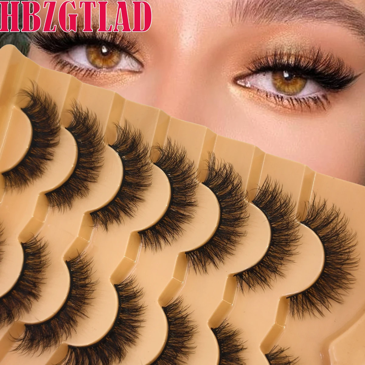 HBZGTLAD 7 pairs of natural false eyelashes Russian eyelashes 3D mink fur reusable dense Russian striped eyelashes and extended