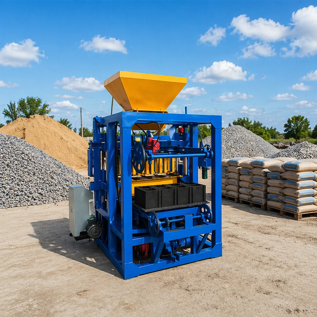 QTJ4-24 Semi Automatic Brick Molding Machine Optional Diesel Power Off-Grid Rural Construction Waste Aggregate Block Equipment