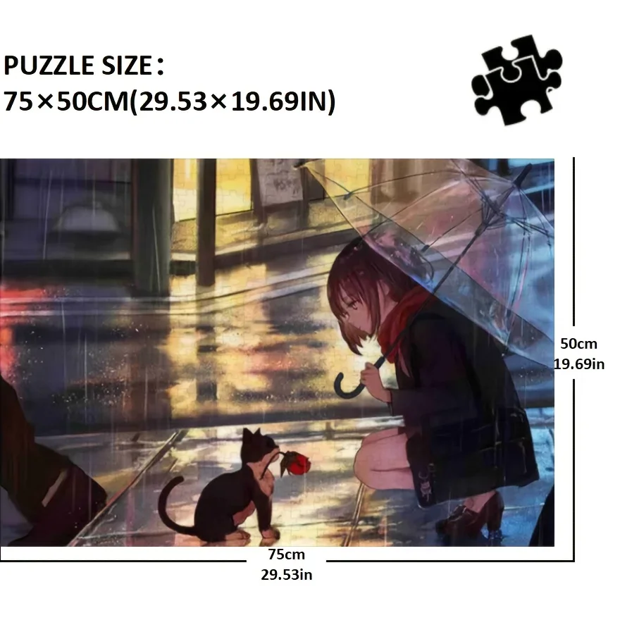 300/500/1000개 비오는 거리 직소 퍼즐 나무 퍼즐 홈 게임룸 장식 성인 게임 가족 놀이 바닥 교육용 장난감 어린이용