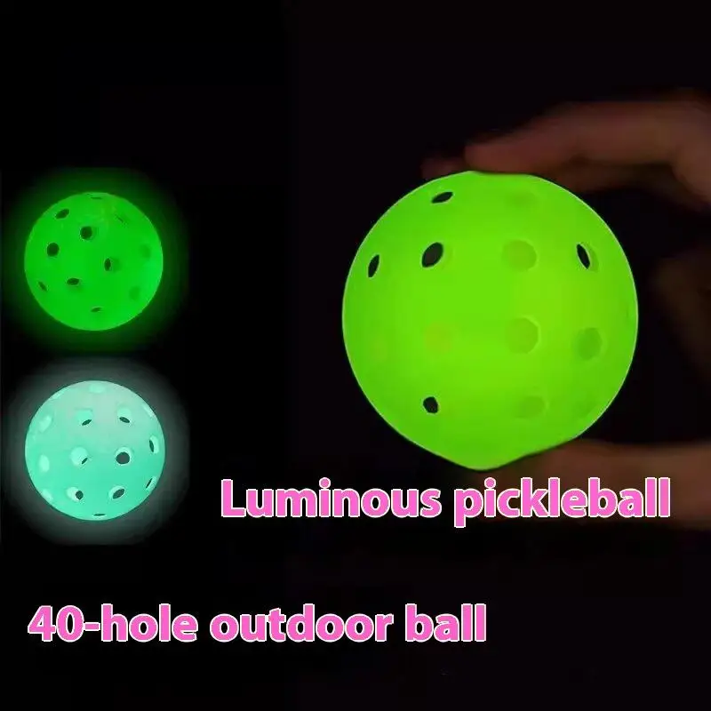 6Pcs Luminous Night Light Green Pickleball 74mm Durable Ball with 40 Holes for Outdoor Competition Glowing in the Dark