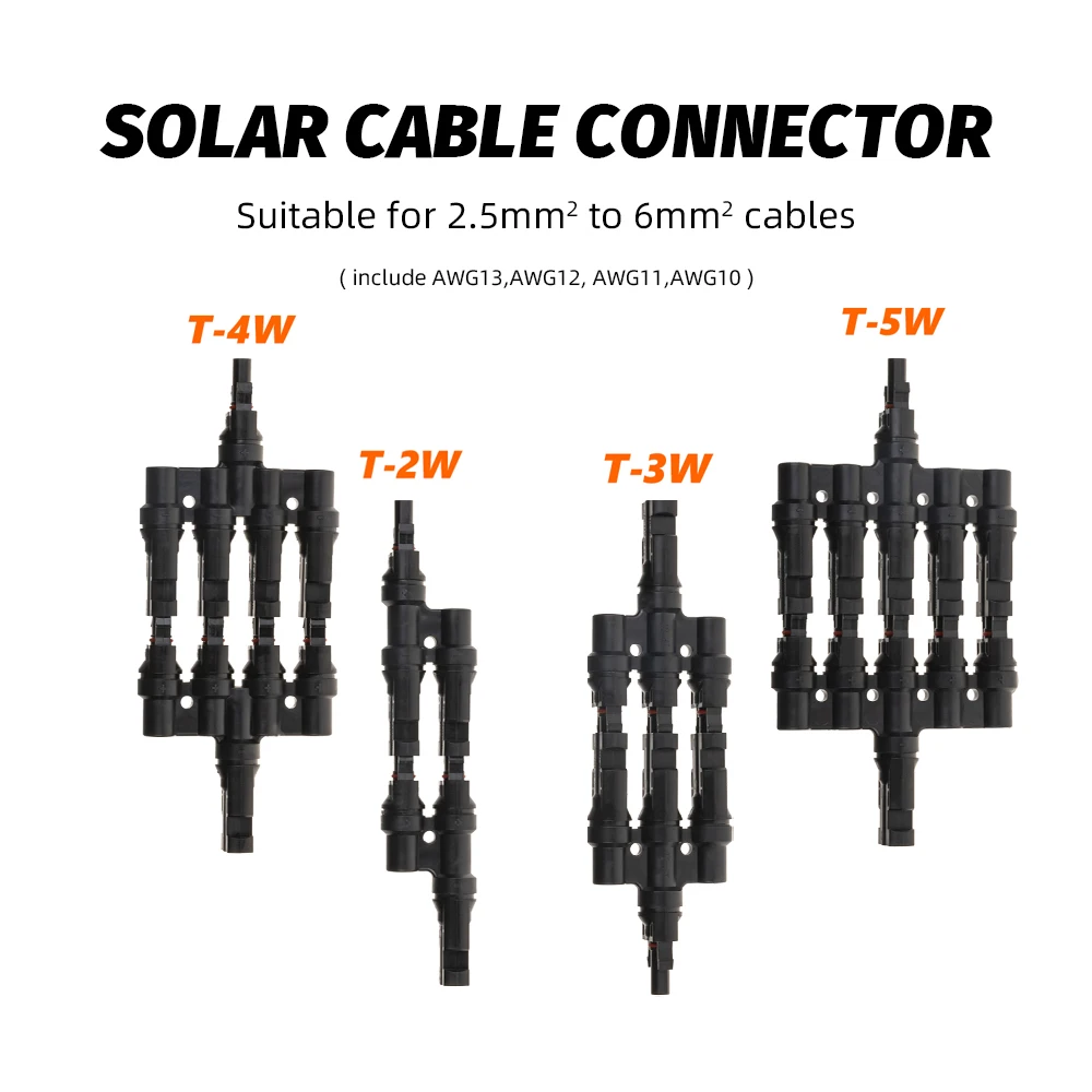 

T Type IP67 protect Solar PV Connector Male and Female branch cable connectors 30A 1000V Electrical Photovoltaic Panel