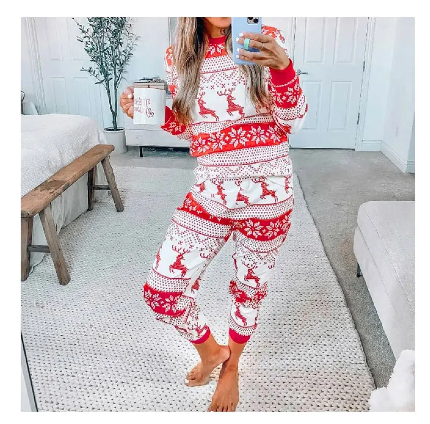 2025 neue Familie Weihnachten Pyjamas Mama Papa Kinder passende Kleidung Set Baby Strampler Pjs weiche lose 2-teilige Anzug Homewear Weihnachten Look – Detail 12