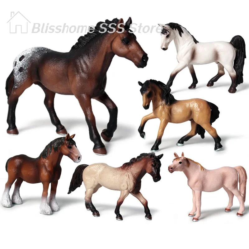 【S】2021 Simulation Animals Horse Racing Models Action & Toy Figures Solid Collection Model Dolls Toys Children Gift