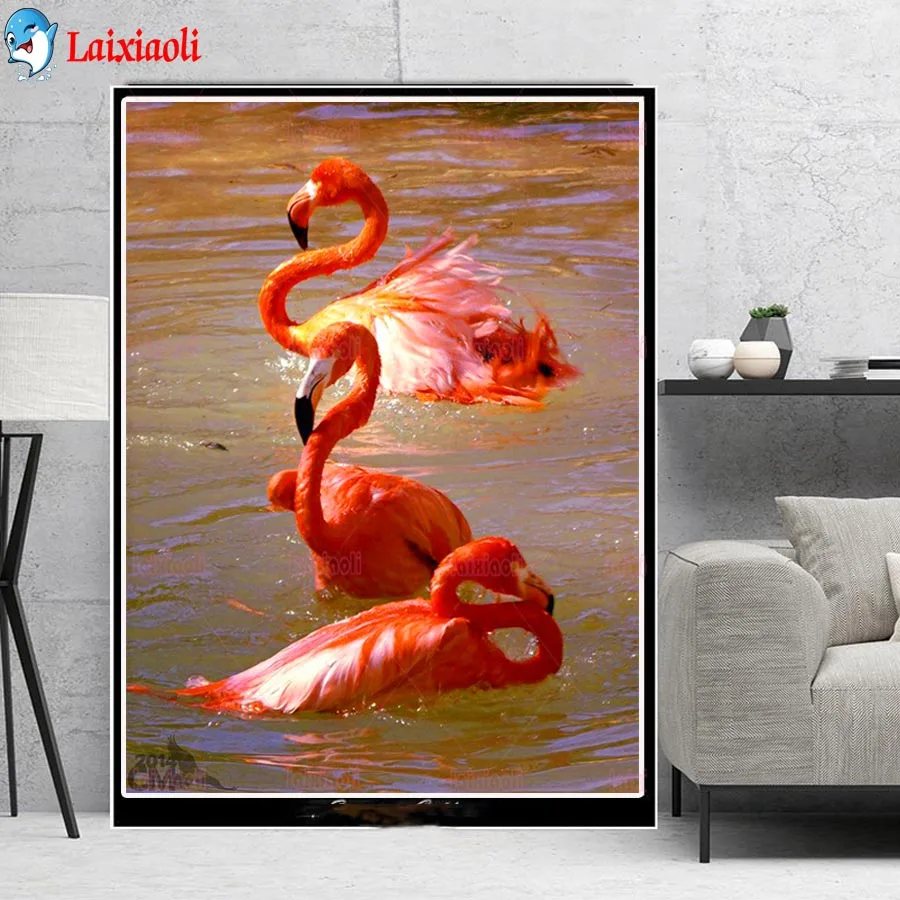 

Full Square round Drill 5D DIY Diamond Painting Animal flamingo pattern Embroidery crystal Cross Stitch Set Mosaic Home Decor