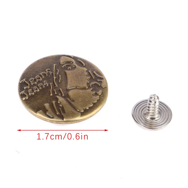 17mm Jeans Snap Fastener Men Women Sewing-Free Detachable Metal Button with Screws Pants Change Waist Size Buttons Accessories