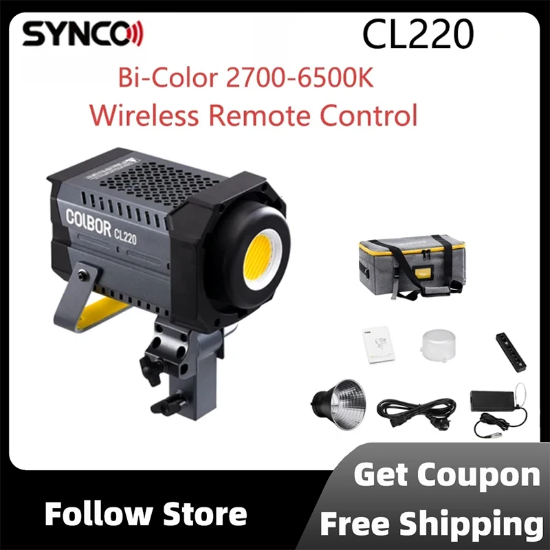 

Synco COLBOR CL220 200W Bi-Color 2700-6500K фотография Освещение COB видео светильник APP управление для прямой трансляции видео студии фото