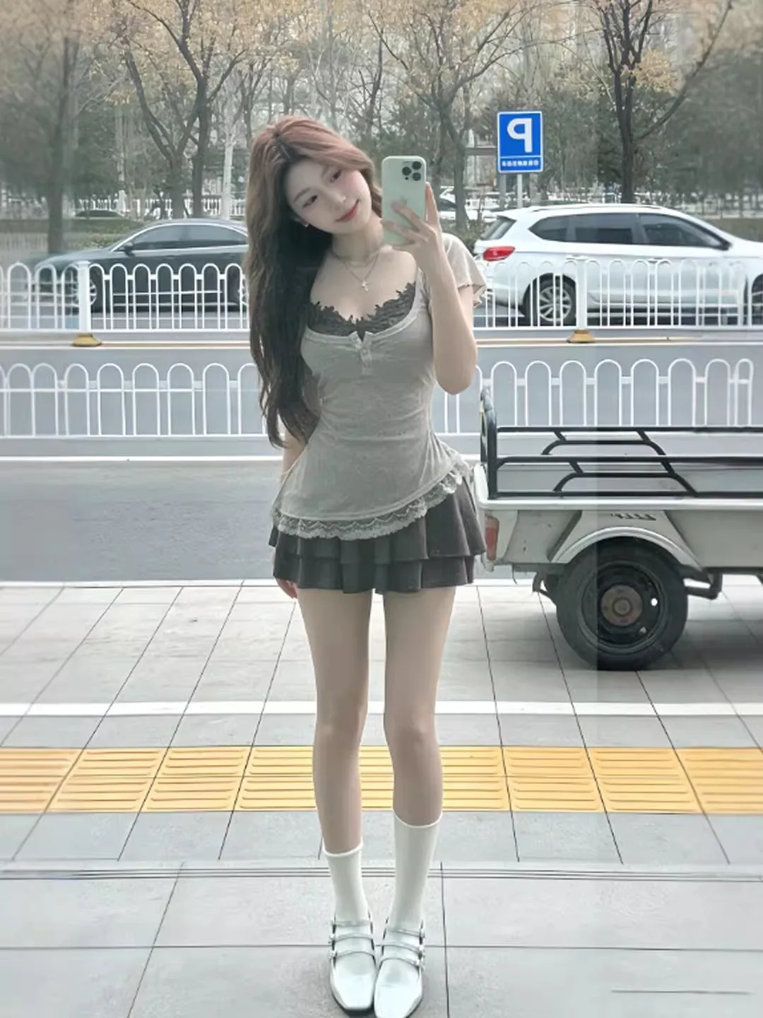 Retro Apocalyptic Design Sense Two-Piece Set Strapless Dress Slimming Lace Trim Outerwear Casual Summer Fashion for Teens