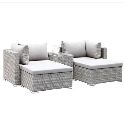 Outdoor sofa, rattan woven bed, leisure balcony, table and chair, sofa, five small family rattan sofa and chair