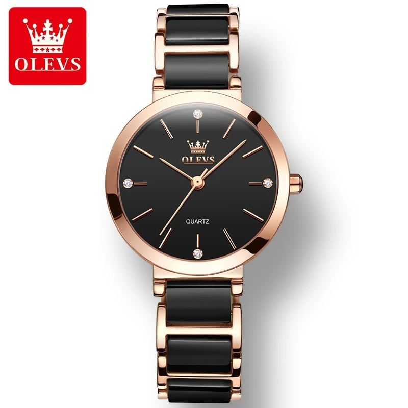 

OLEVS 5877 Quartz Fashion Watch Ceramic Watchband Round-dial