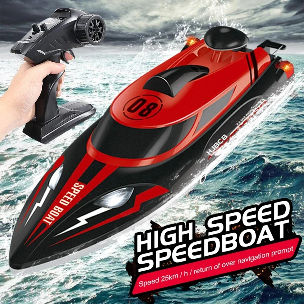 2.4G HJ808 RC High Speed Boat 25km/h Racing Speedboat Waterproof Dual Motor Low Power Alarm Remote Control Boat Toys for boys