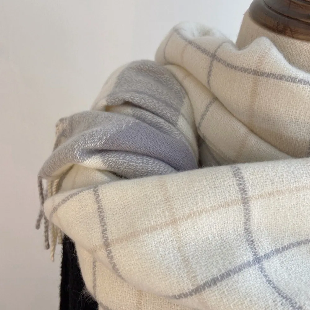 

Подарки, имитация кашемира, клетчатый вязаный шарф, теплый длинный мужской толстый шаль, мягкий большой двусторонний шарф для мужчин