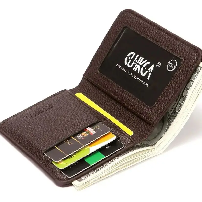 Men Wallet Short Card Holder Mini Male Purse Slim Wallet Embossed Leather Wallets Money Clips Ultra-thin ID Card Holders