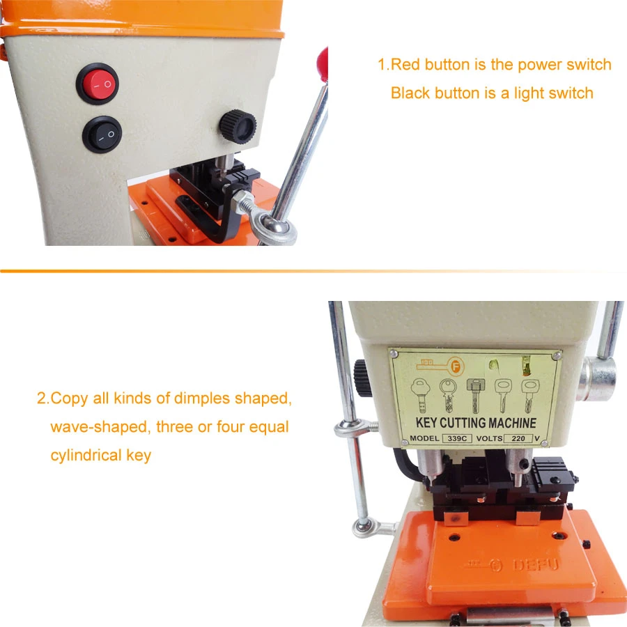 1PC 339C Vertical Key Cutter Defu Key Cutting Machine For Duplicating Security Keys Locksmith Tools Lock Pick Set 220V