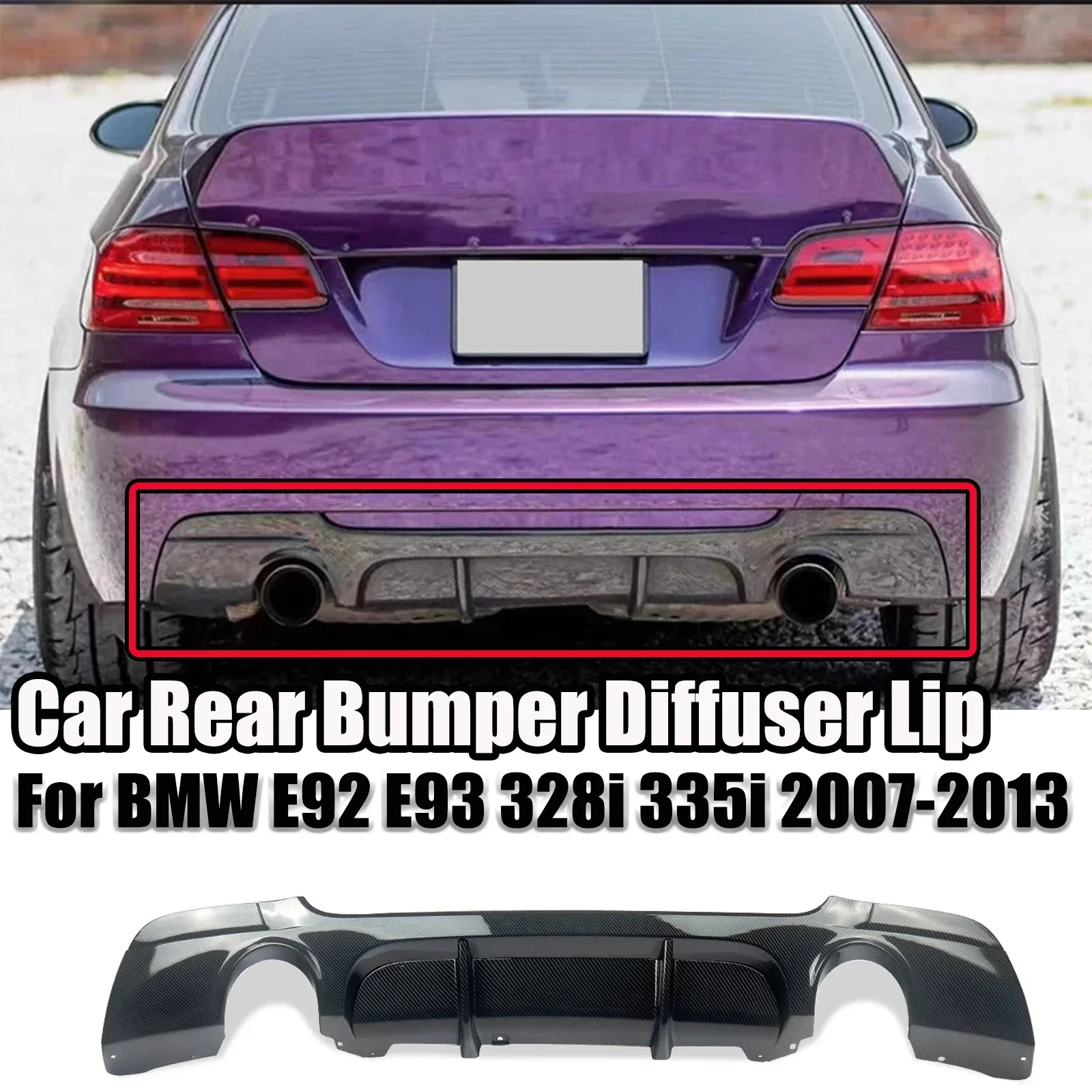 

Carbon Fiber Glossy Black Rear Bumper Diffuser Lip For BMW E92 E93 328i 335i Coupe/Convertible Car Replacement Part 2007-2013