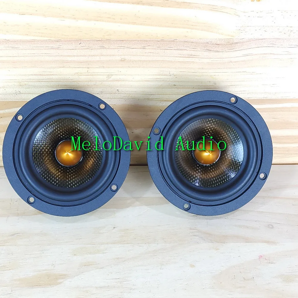 A Pair 2 Pcs  of MeloDavid 4 inch  FR4Nd   carbon fibre cone fullrange speaker woofer