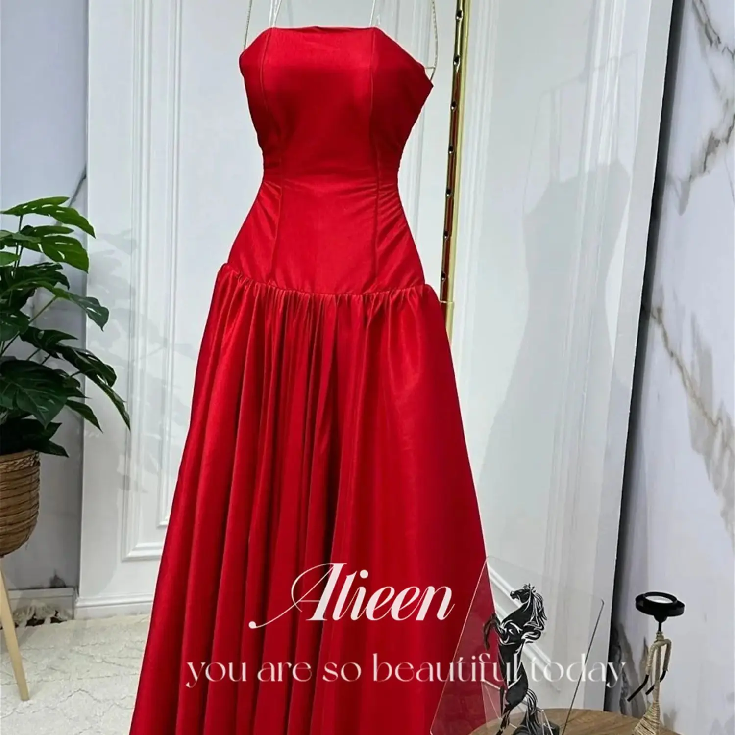 

Aileen Satin Red Tube Top Saudi Evening Dresses 2024 Wedding Party Dress Elegant Woman Gala Prom Graduation Luxurious Women's