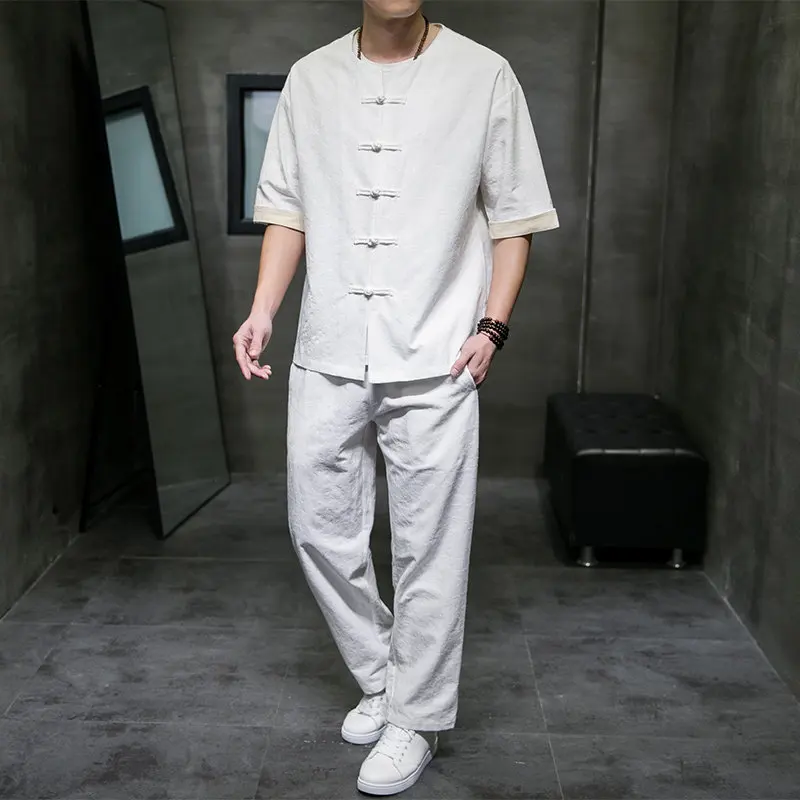 men-chinese-style-sets-2026-summer-men-cotton-linen-jacquard-shirt-set-male-traditional-tang-suit-two-piece-outfit