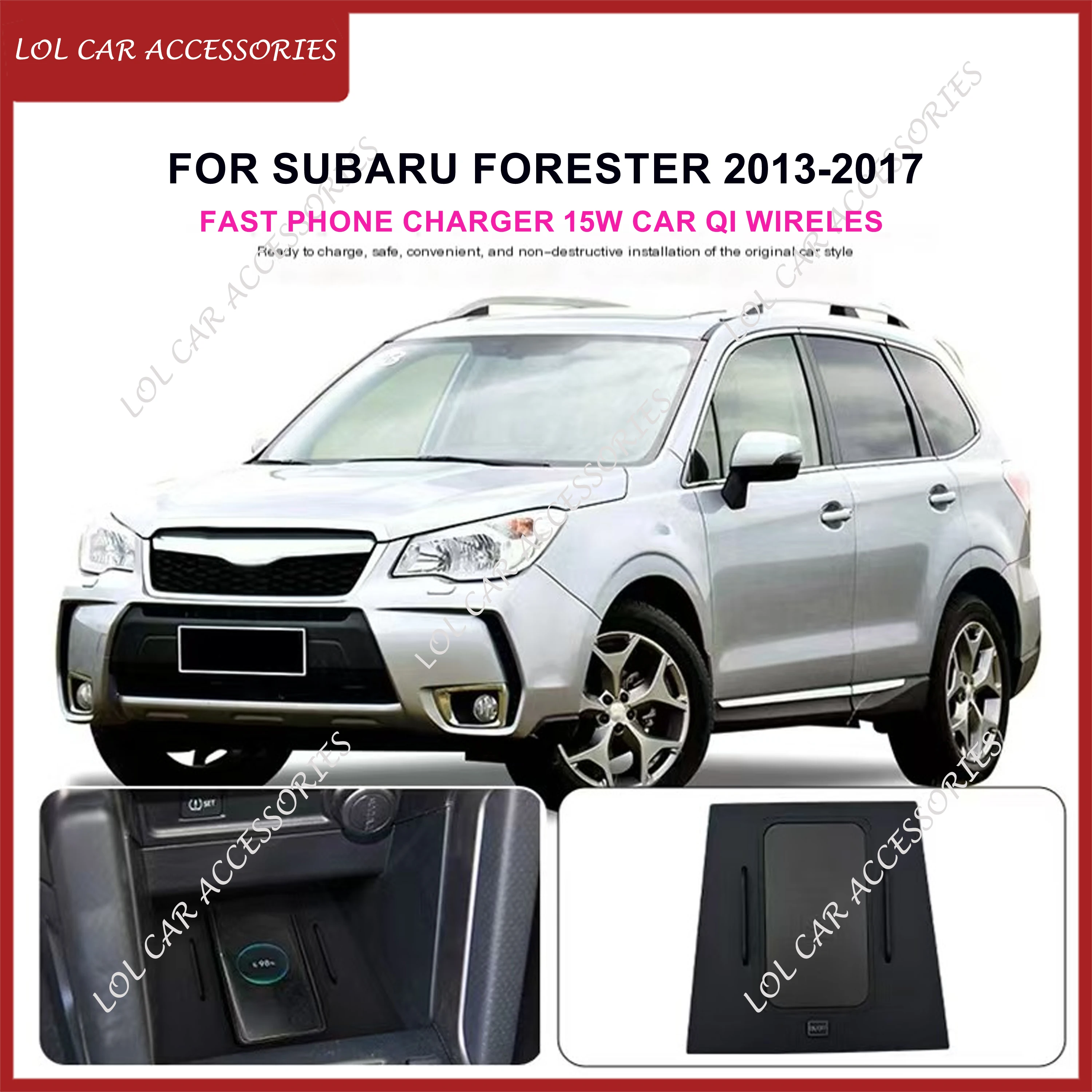 For Subaru Forester 2013-2017 Fast Phone Charger 15W Car QI Wireless Charging Panel Plate Holder