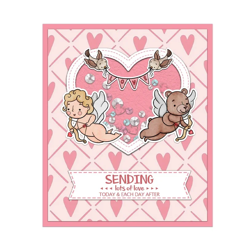 Hearts Arrow Cupid And Bear Clear Stamps Love Valentine's Day DIY Scrapbooking Supplies Silicone Stamp For Card Decor