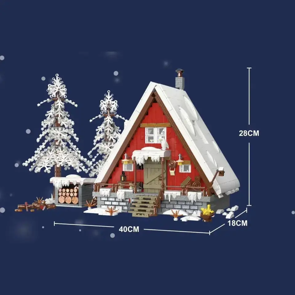 NIEUW 2025 Kerststraatbeeld Huis Kerstman Cabine Model Bouwstenen Bakstenen Sneeuw Winter Bos Modulaire Architectuur Speelgoed Geschenken
