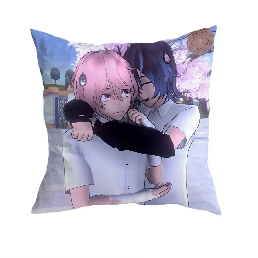 Yandere Simulator Pillow Case Anti-dustmite Pillowcase Invisible zipper silky short plush Sofa cushion cover