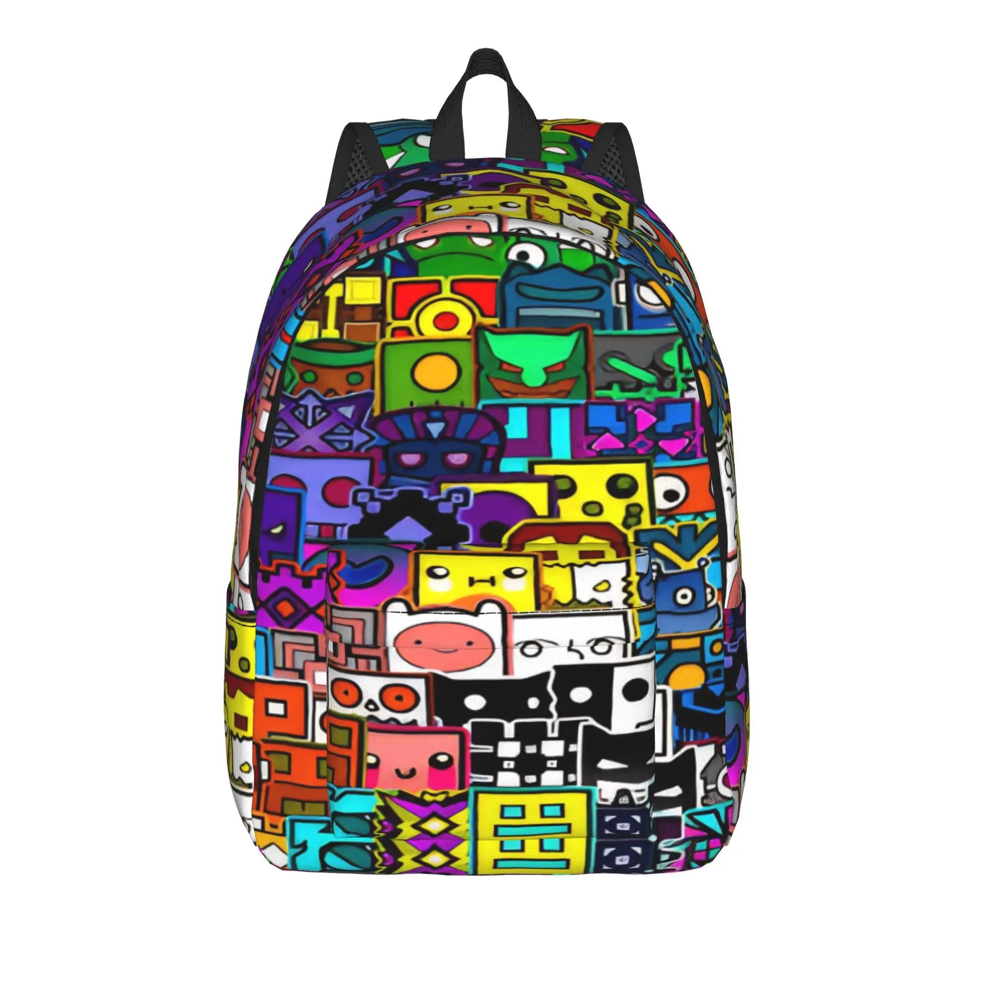 Geometry Cube game Casual Backpack with Pocket Student Work  Daypack for Men Women College Shoulder Bag