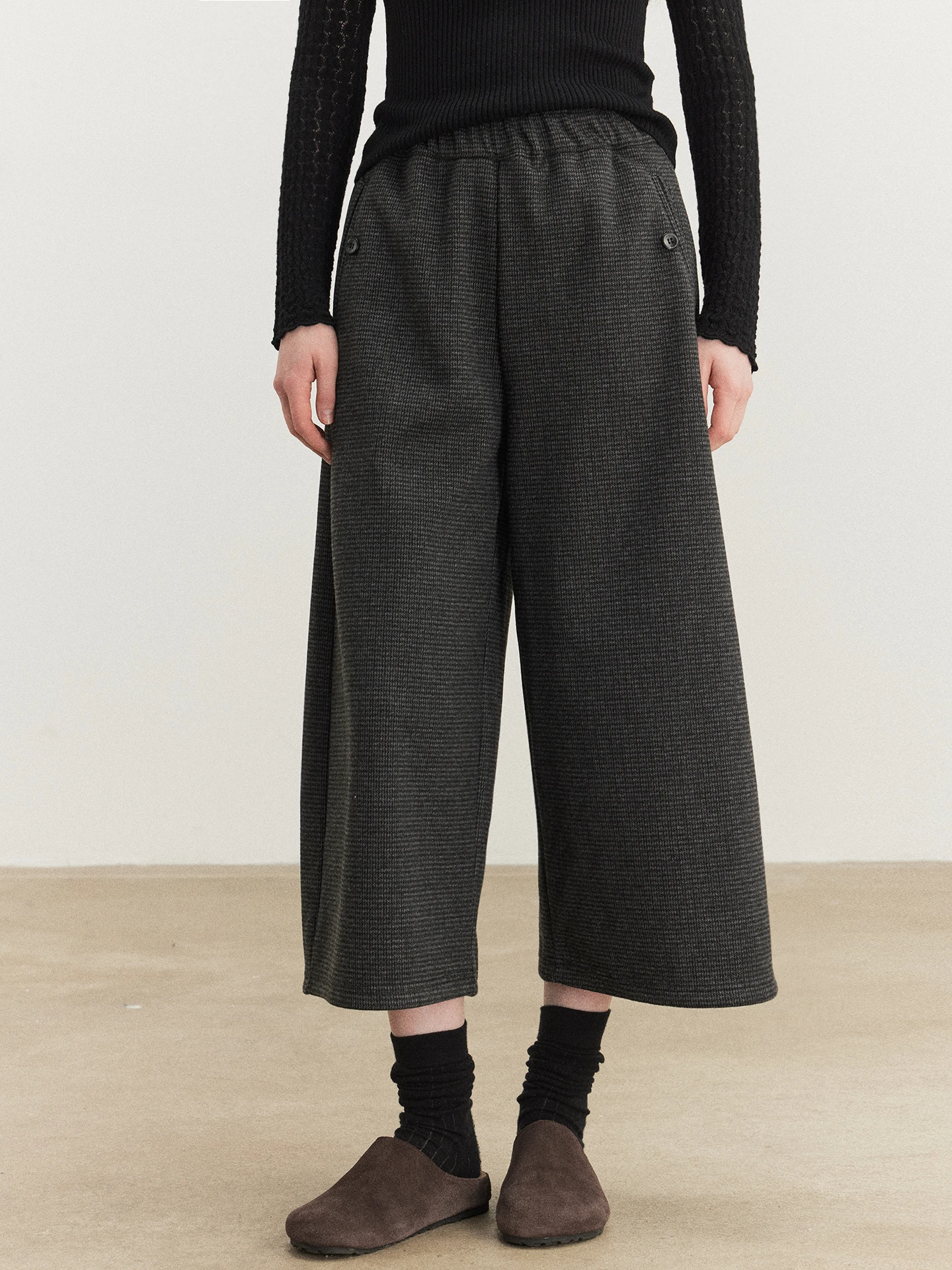 

Женские брюки с высокой талией в клетку на флисовой подкладке, прямые, осенне-зимние, новые, с эластичным поясом, повседневные, в стиле ретро