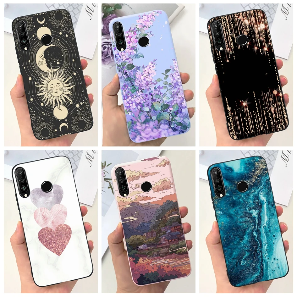 For Huawei P30 Lite Case Cover Popular Flower Space Patterns Soft Silicone Phone Case For Huawei P 30 Lite MAR-LX1A Nova 4E Capa