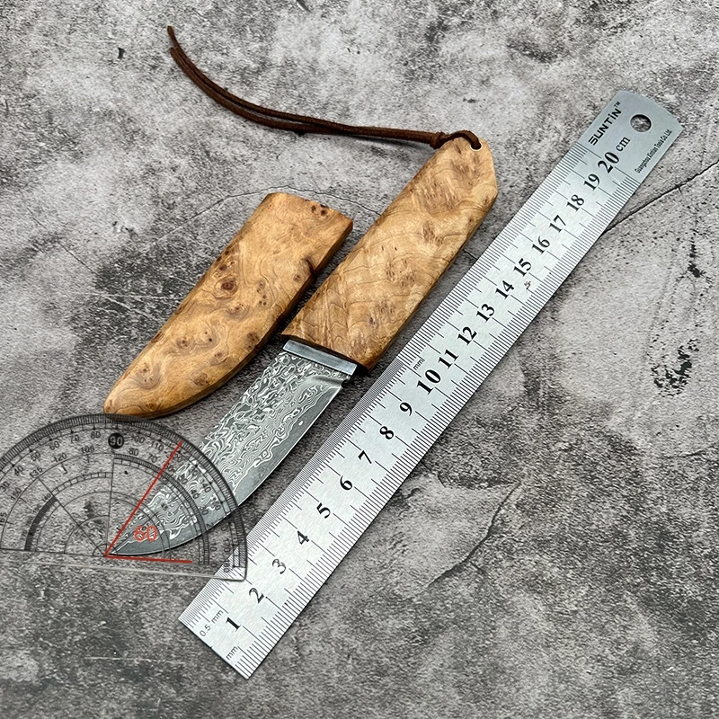 Switzerland Damascus VG10 Steel outdoor hunting knife White Shadow Wood Outdoor Camping knife Jungle EDC tool knife