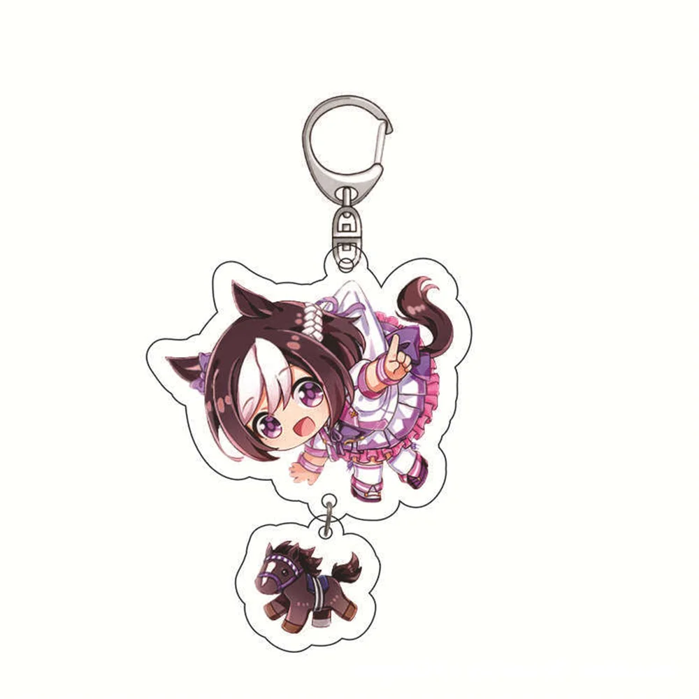 6cm Anime Pretty Derby Shuttle Mejiro Mcqueen Symboli Rudolf Kawaii Acrylic Keychain Jewelry Cosplay Costumes Props Peripherals