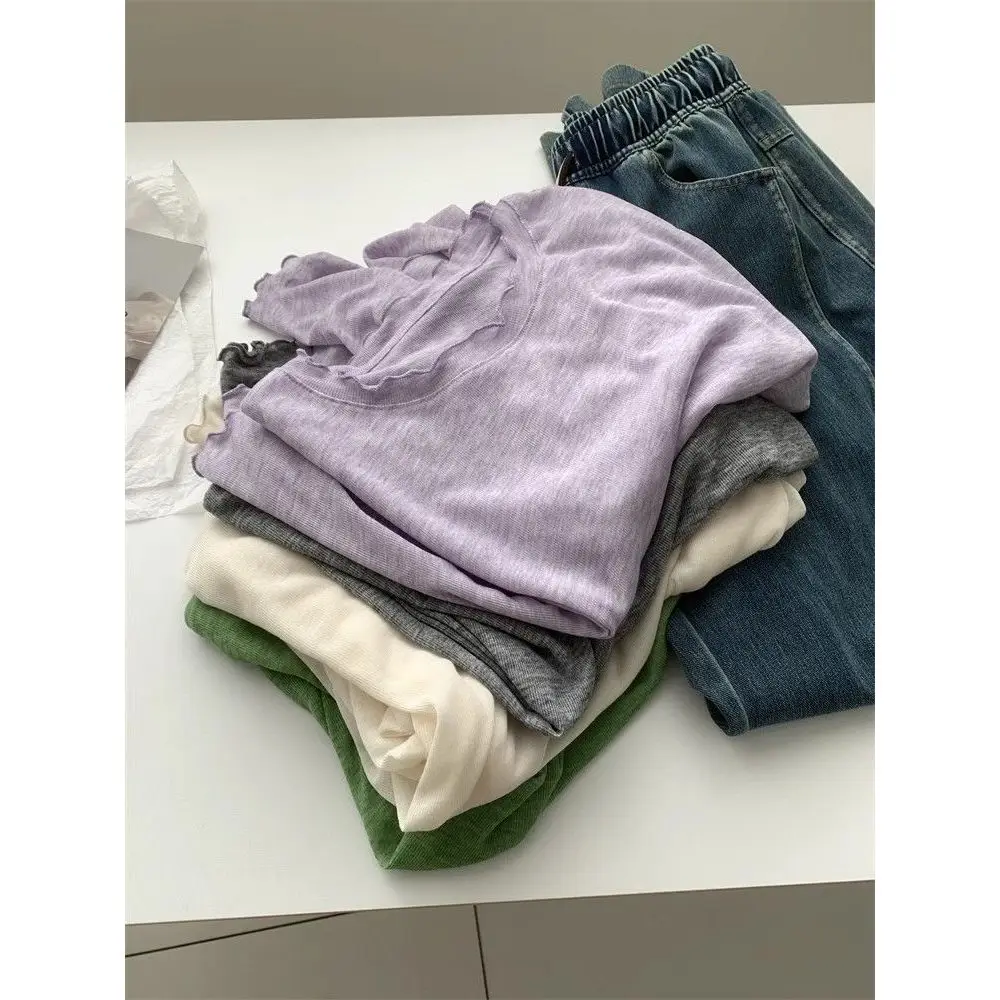   تي شيرت Wood Ain Long Sve للحماية من الشمس للسيدات من Lyocell Silk Slim Fit ort Sle مكيف هواء صيفي...