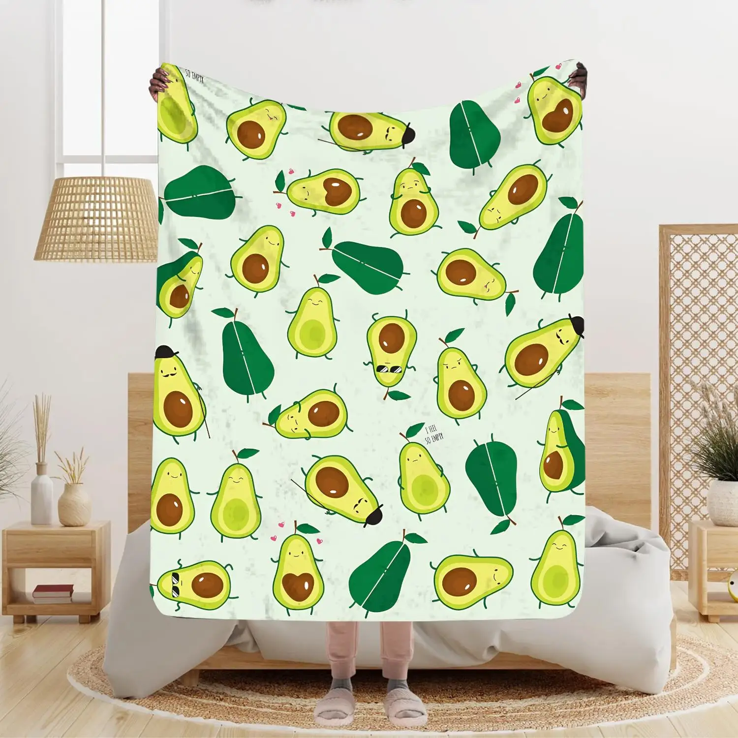

1pc A brightly colored avocado pattern blanket made of polyester, machine washable, suitable for bedroom and living room décor.
