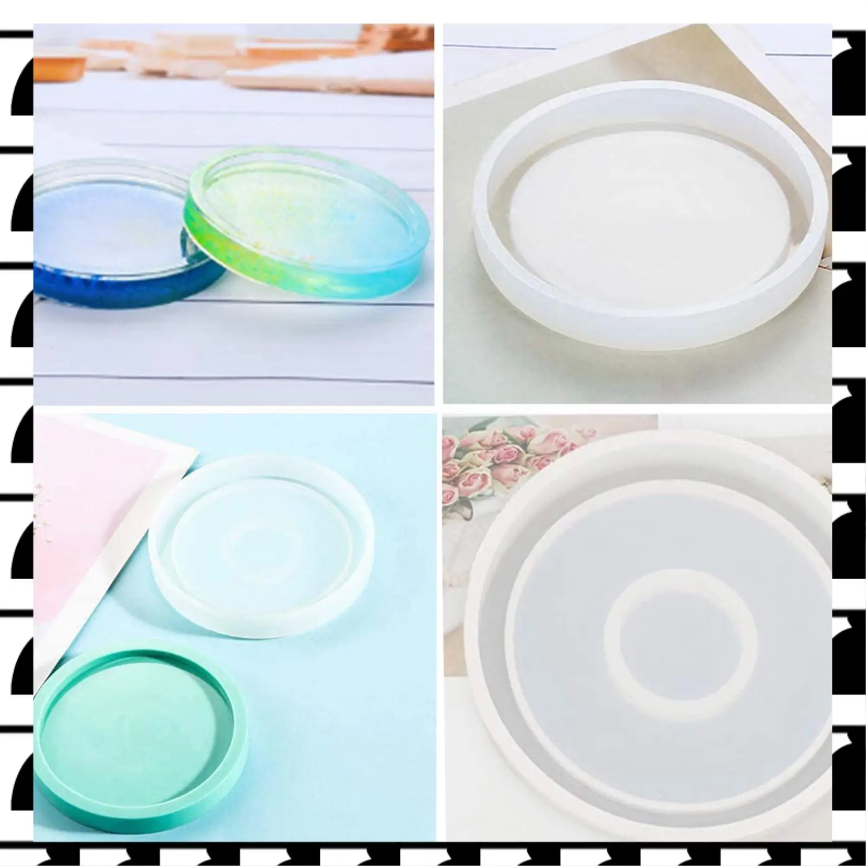 

A44U, 8 упаковок круглых силиконовых форм для подставок, прозрачные эпоксидные формы для литья из смолы, бетона, цемента и полимерной глины