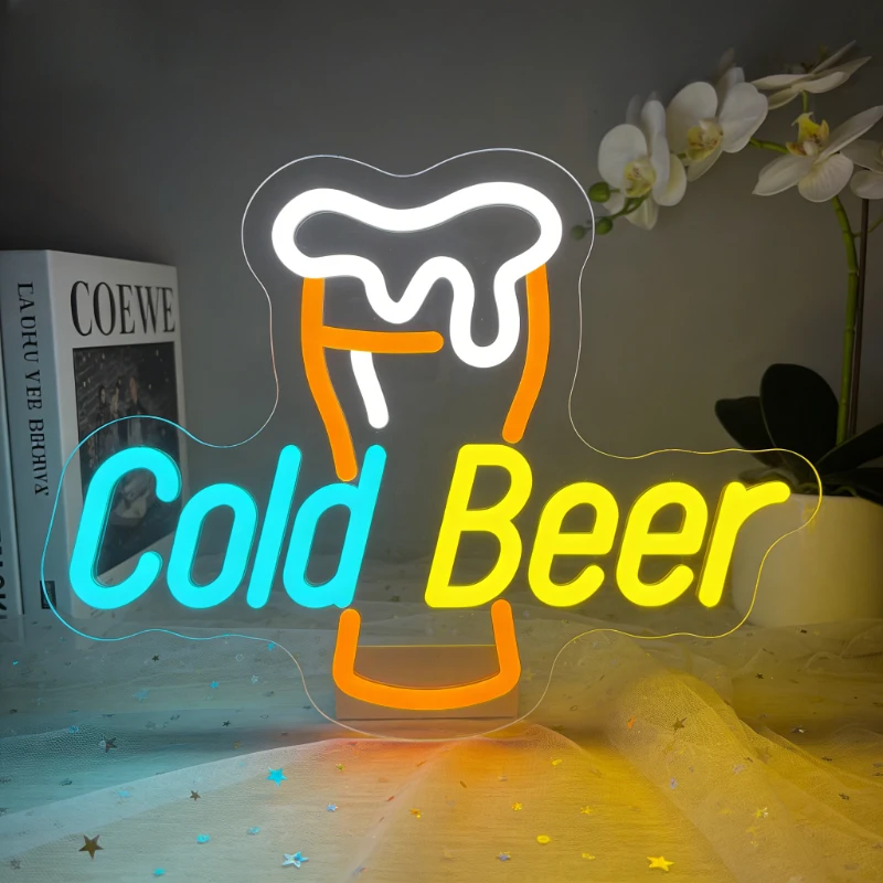 冷たいビールledネオンサインusb調光式ネオンライト、バー、男の隠れ家、地下室、パブ、ガレージ、居酒屋、ホームバー、パーティー、壁飾り、ギフトに
