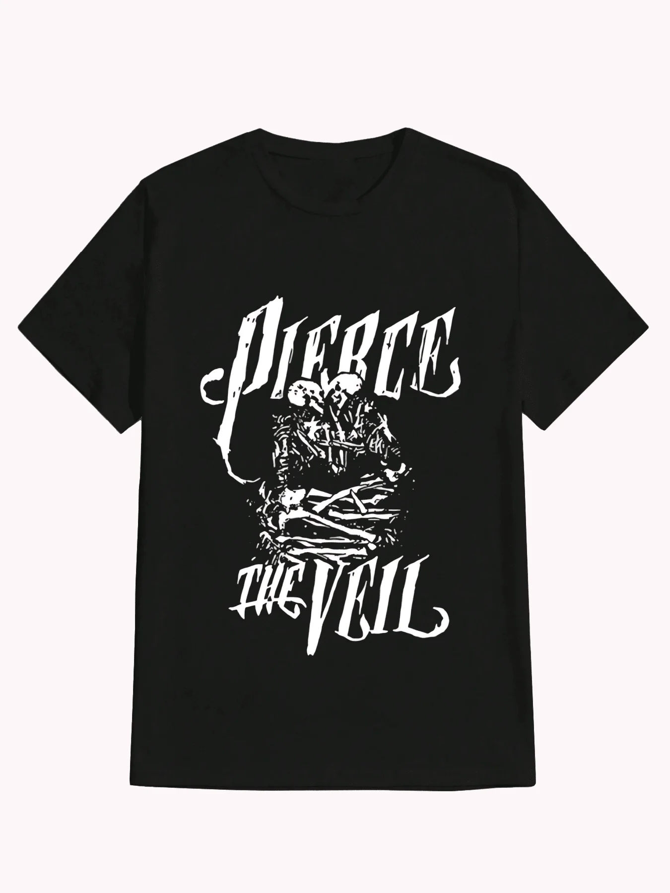 

Черная футболка с готическим принтом в виде черепа, повседневный принт, 100% хлопок, свободный крой