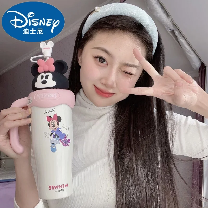 Hot Sale Disney Losto Stainless Steel Tumbler 850ml Thermos Cups Cartoon Strawberry Bear Insulated Cup Straw Cups Festival Gifts