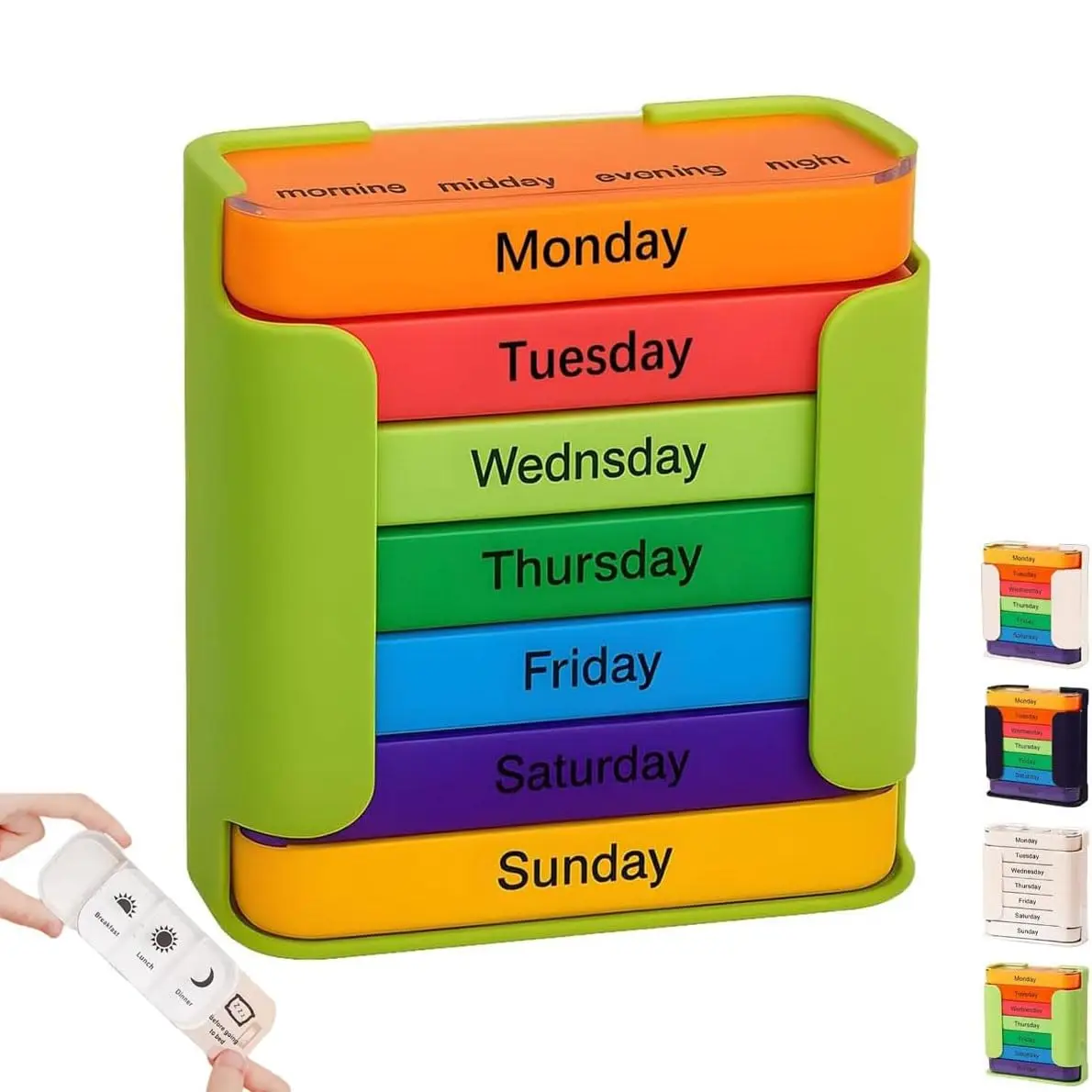 

7-Day Medication Organizer 4 Times A Day Large Compartments Weekly Pill Box for Vitamins Tablets Fish Oils Portable Storage Case