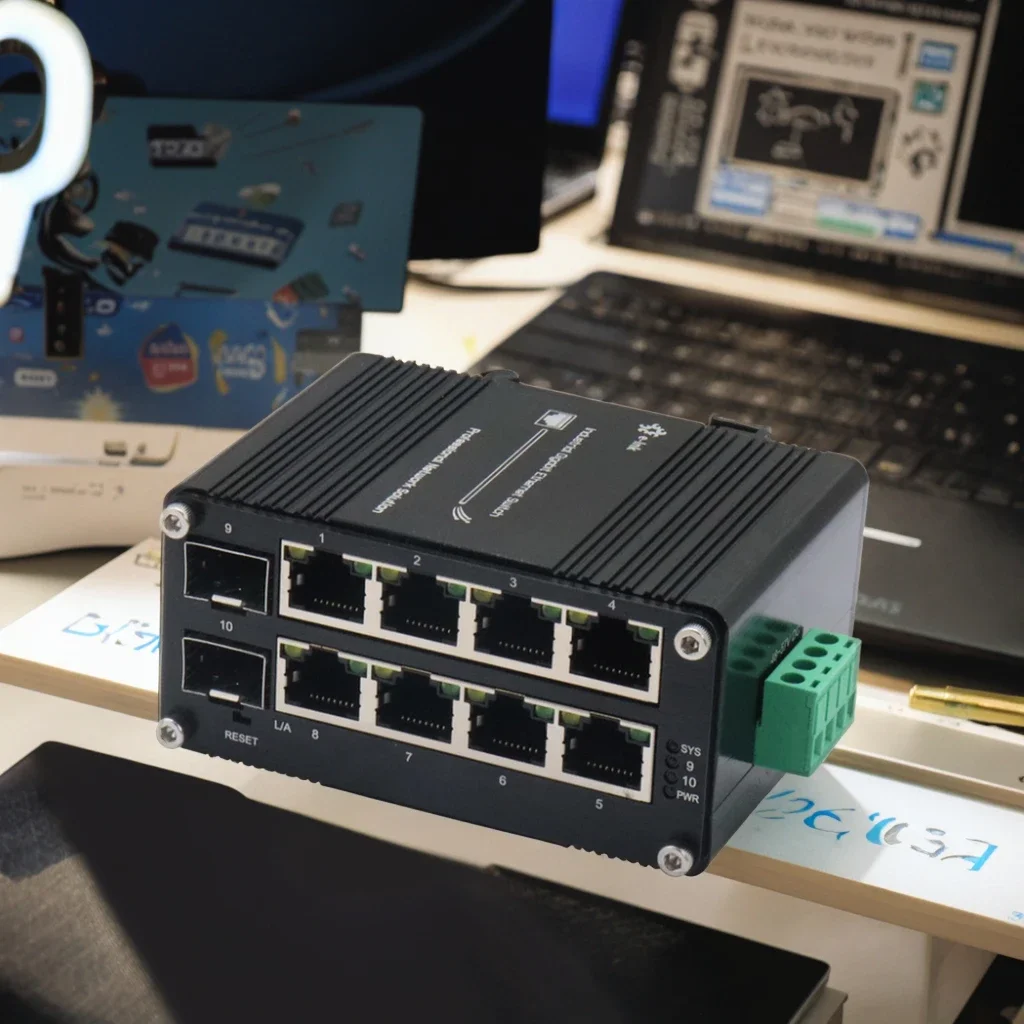 E-link LNK-IMC208SG-SFP Industrial Managed 10-Port 10/100/1000Mbps SFP Ethernet Switch with SNMP QoS Stackable VLAN Support