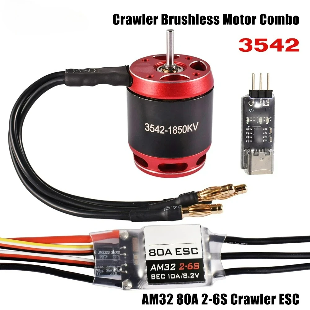 

Customizable RC Brushless Combo AM32 80A ESC Brushless 3542 1850/2250KV Motor for RC Crawler Car