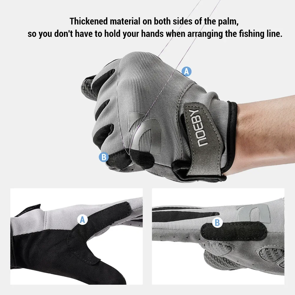 Noeby Fishing Gloves Non-slip Full Finger Outdoor Sun Protection Anti-UV Cycling Running Gloves Men Women Tackle