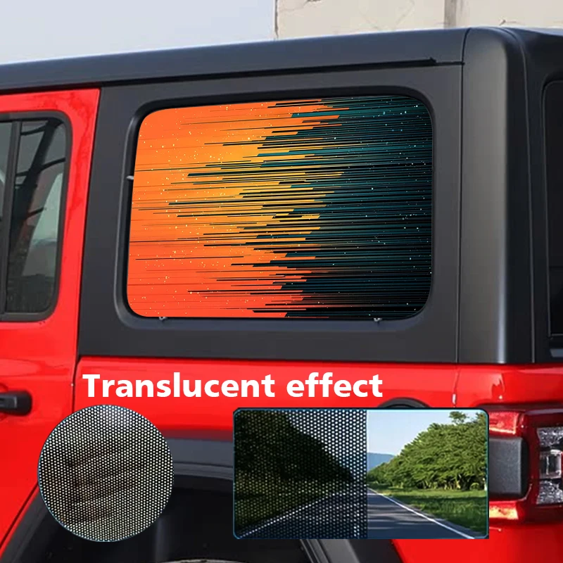 

2 Piece Patterned Vinyl Sticker - Privacy Perforated Design, Clear Truck/Car/SUV Window Film