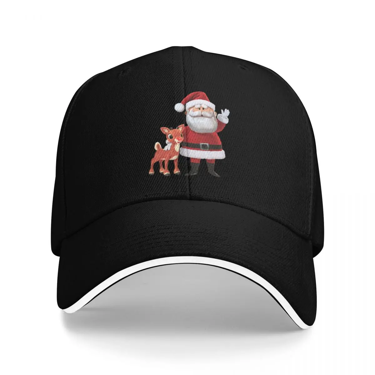 

Retro Rudolph and Santa Baseball Cap beach hat Golf Wear Hat Beach Bobble Hat Women Hats Men's