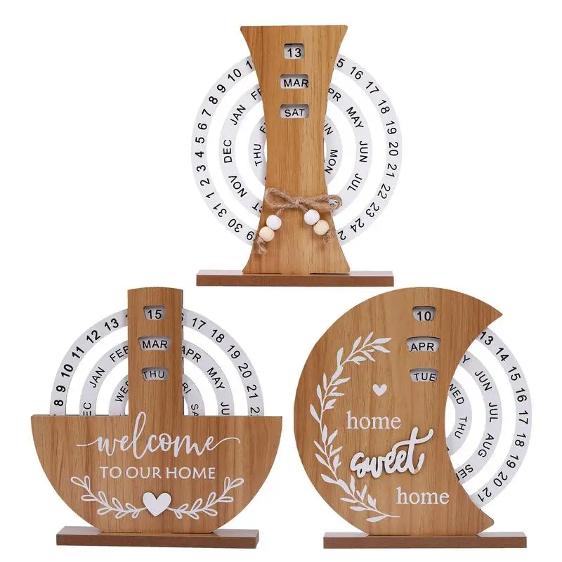 

Wooden Perpetual Calendar Rotating Perpetual Calendar Decorative Manual Rotating Calendar Perpetual Desktop Calendar Rustic Dail
