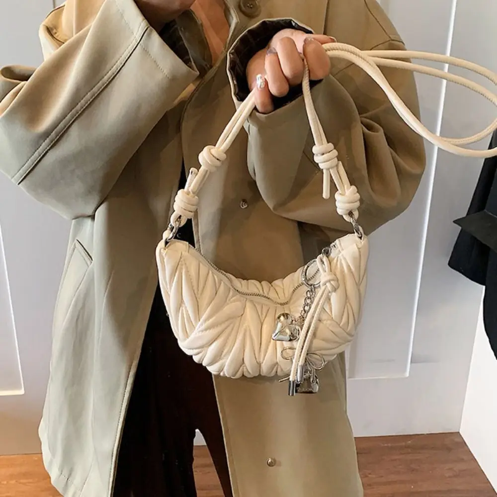 

Сумка через плечо Круассан Сумка на плечо с подвеской Маленькая упаковка Сумка для пельменей из искусственной кожи Однотонные сумки в корейском стиле в стиле панк