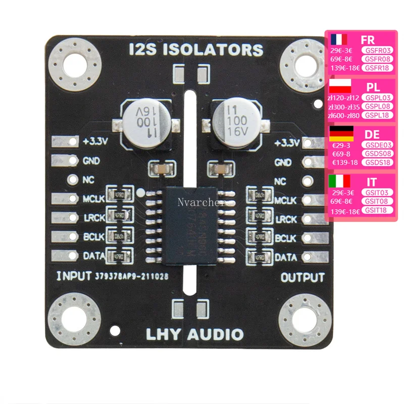 Scheda di isolamento del segnale IIS I2S Pchifi dell\'interfaccia Audio digitale Amanero per eliminare il rumore di separazione delle interferenze