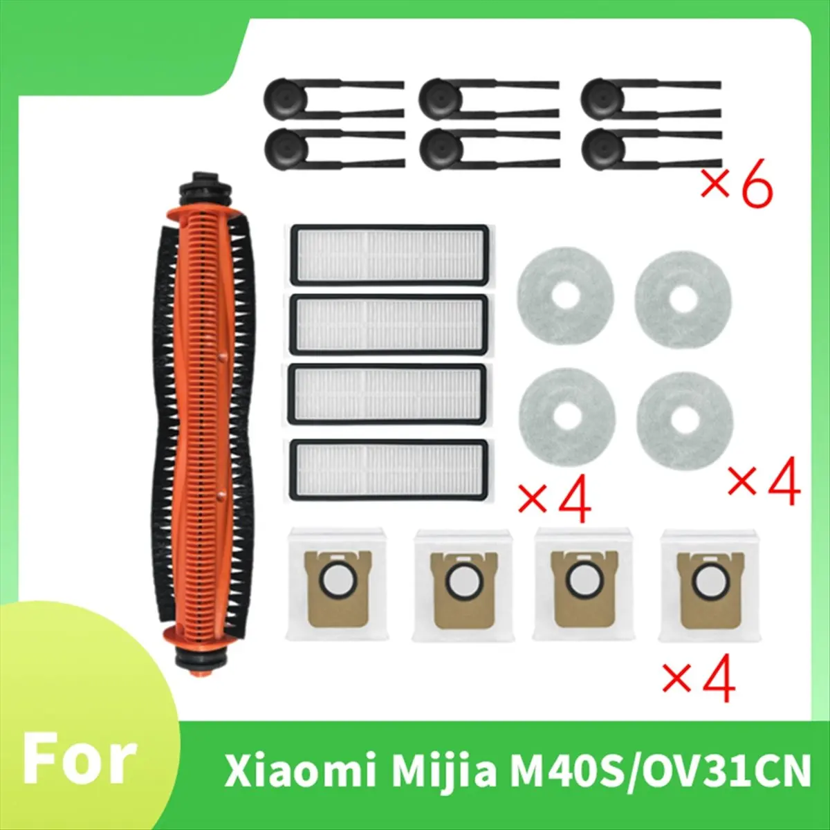 A86G NEW 19PCS for M40S/OV31CN Vacuum Cleaner Accessories Main Roller Side Brush Hepa Filter Mop Cloth Dust Bags