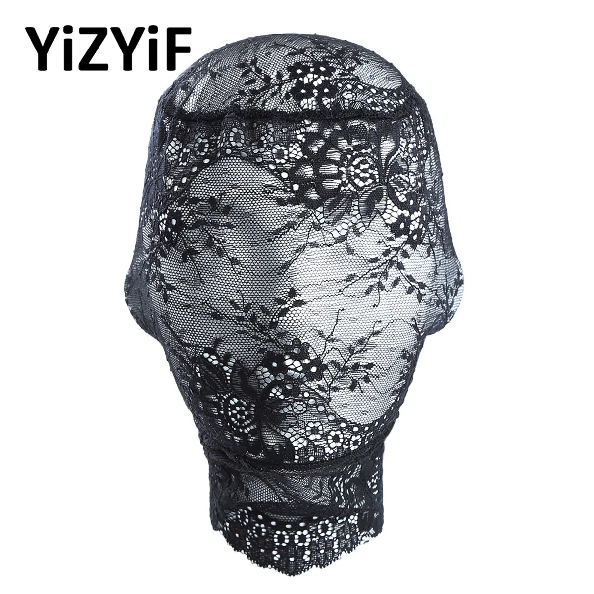 Unisex Zwart Kant Masker Mannen Vrouwen Sexy Volledige Gezicht Bloem Kant Maskerade Partij Masker Halloween Cosplay Rollenspel Hood Head Cover